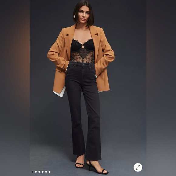 Paige | Claudine High-Rise Kick Flare Jeans Charcoal Black Denim - Picture 1 of 9